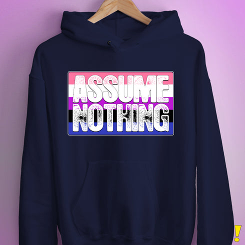 Assume Nothing Genderfluid Pride Flag Hoodie - Navy
